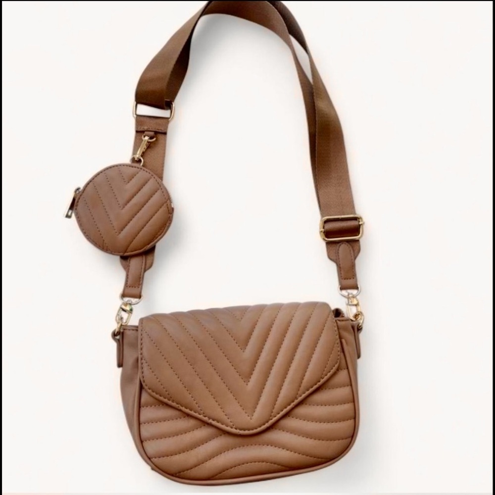 Urban Expression Crossbody And Coin Purse Tan Quilted Design
